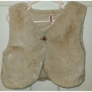Bonnie Bianca Girls Super Soft Beige Faux Fur Fuzzy  Vest, Size 4t, Cute!!